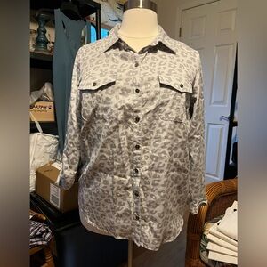 Grey Leopard Print Women’s Shirt by New Directions